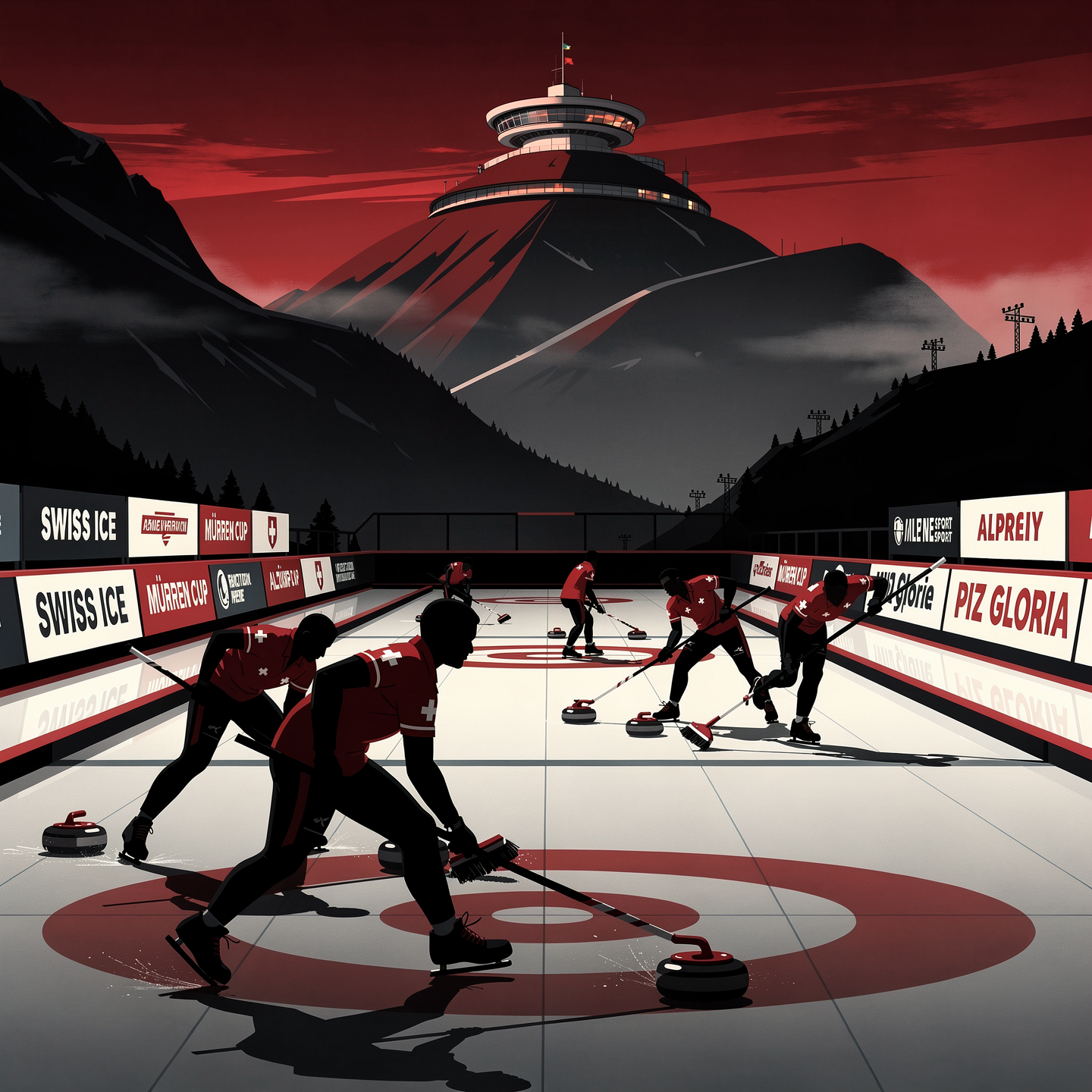 Team curling at Piz Gloria
