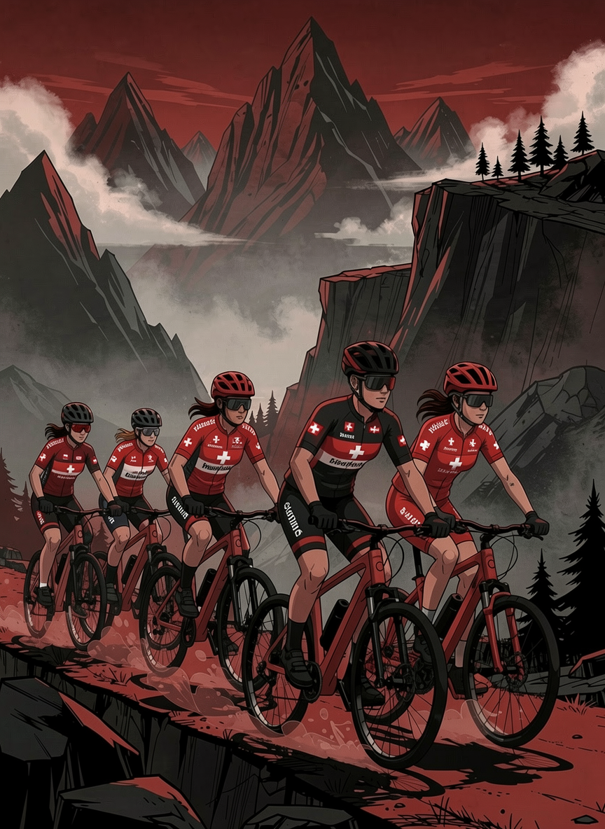 Team cycling in the Alps