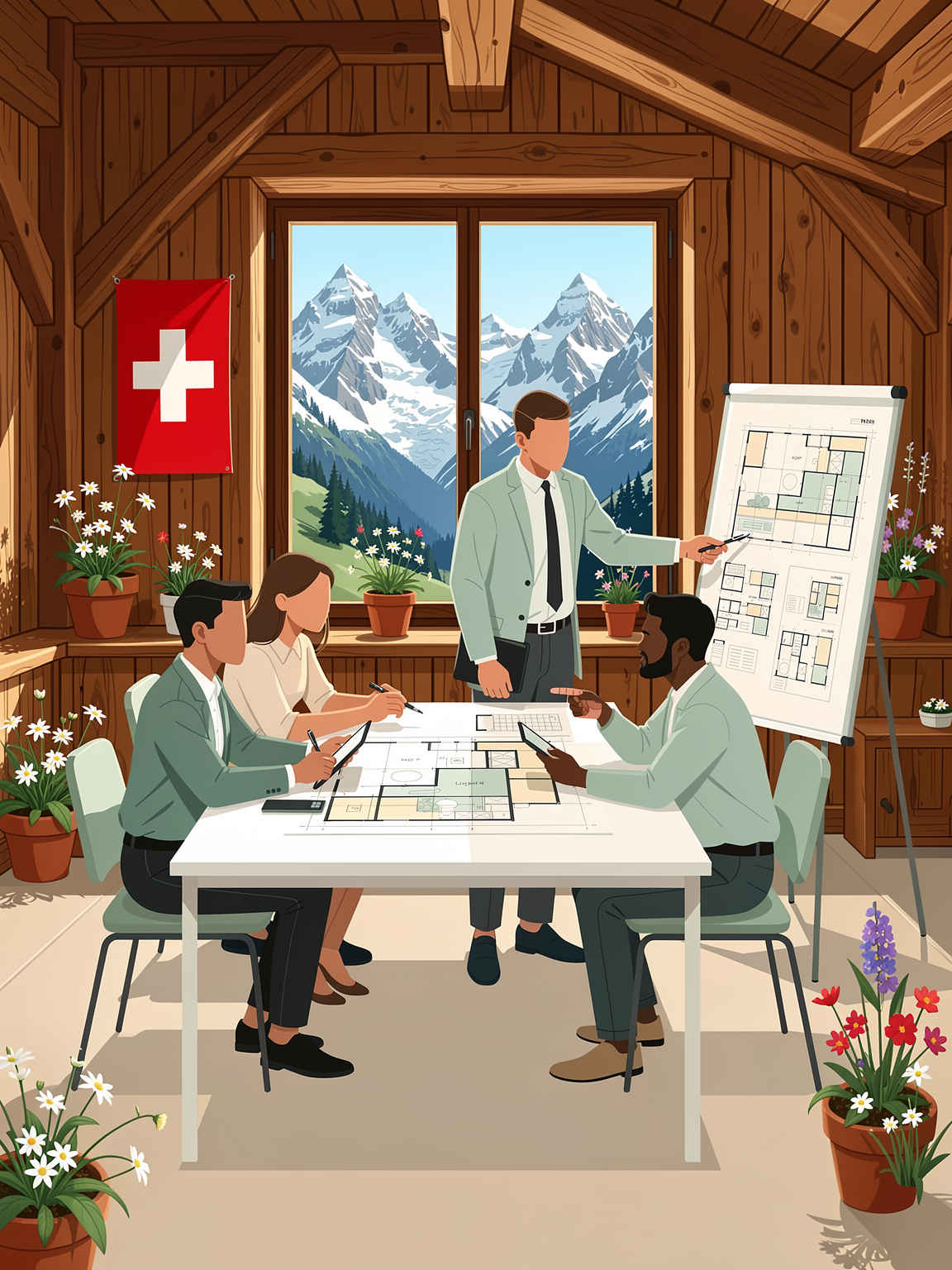 Strategy session at the chalet