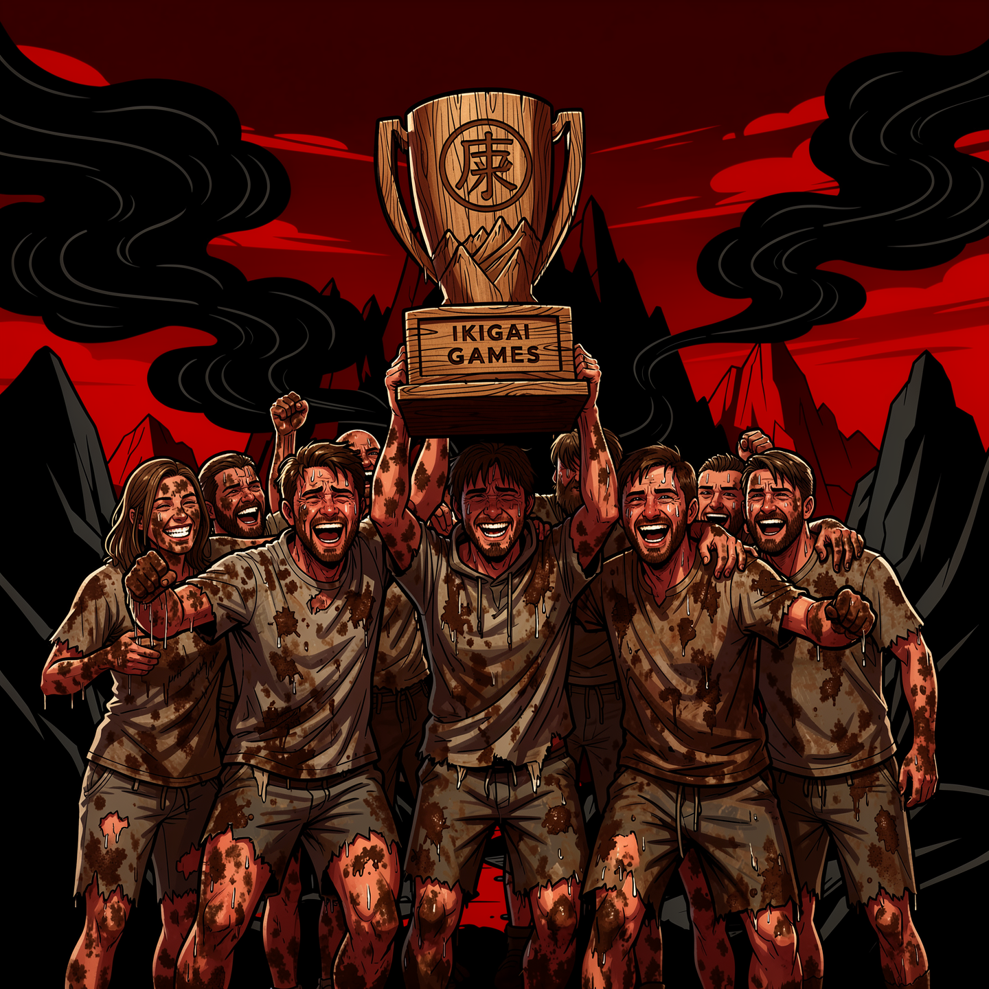 Team lifting the Ikigai Games trophy